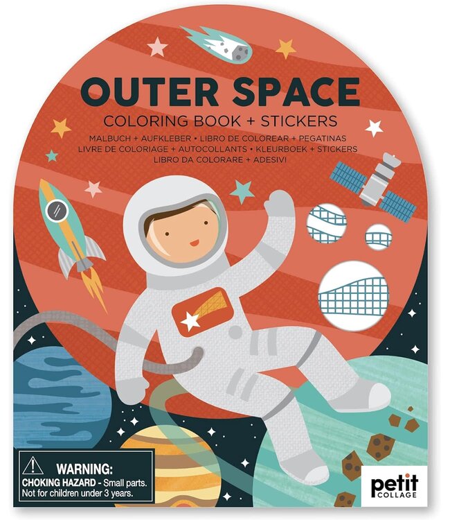 Petit Collage Coloring Book w/Stickers - Outer Space