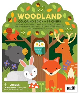 Petit Collage Coloring Book w/Stickers - Woodland