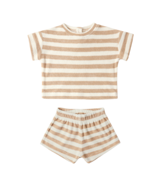 Quincy Mae Terry Set - Latte Stripe