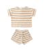 Quincy Mae Terry Set - Latte Stripe