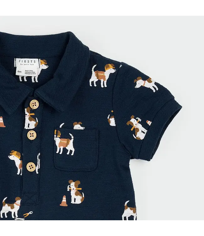 Petit Lem Construction Dog Romper