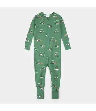 Petit Lem Green Dog Golf Zipper Romper