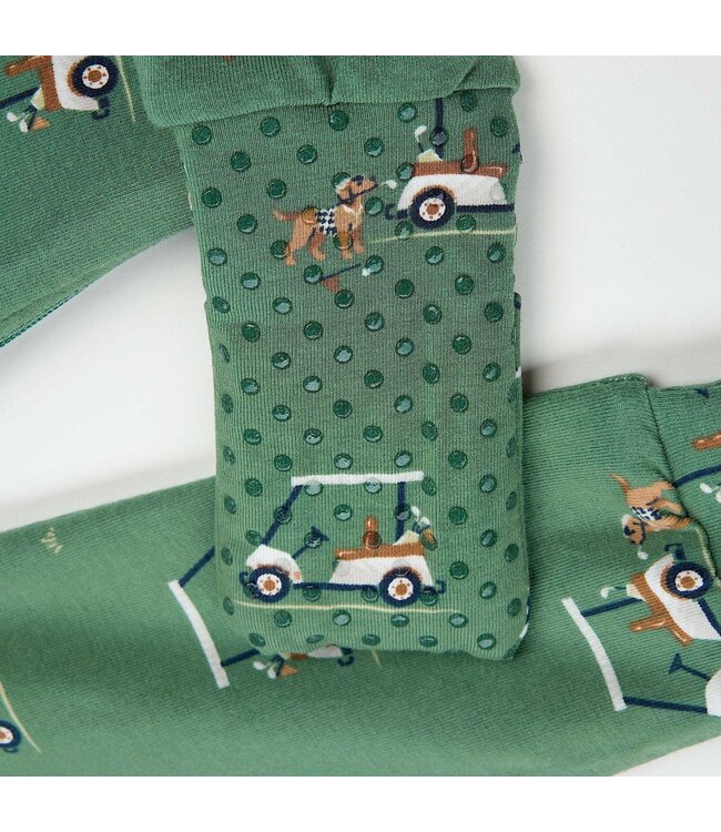 Petit Lem Green Dog Golf Zipper Romper