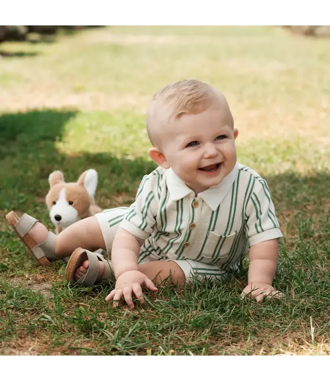 Petit Lem Green Stripe Romper