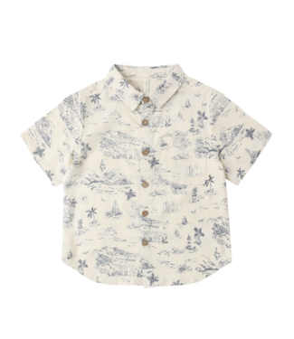Rylee & Cru Collared Baby Shirt - Ocean Toile
