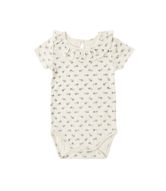 Rylee & Cru Ruffle Collar Bodysuit - Blue Ditsy