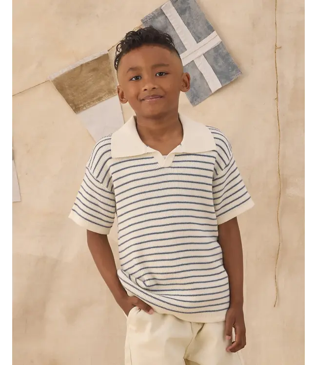 Rylee & Cru Chandler Knit Polo - Marine Stripe
