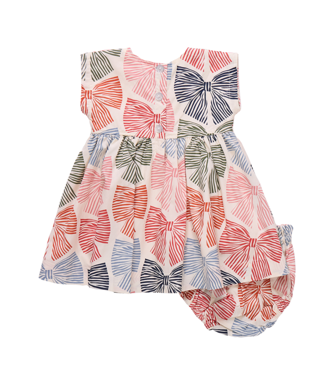 Pink Chicken Baby Adaline Dress Set - Multi Striped Bows