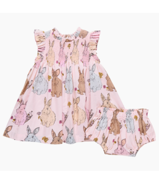 Pink Chicken Baby Stevie Dress- Vintage Bunnies