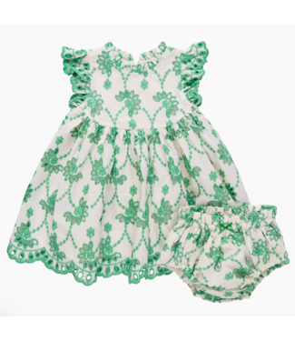 Pink Chicken Baby Cynthia Dress Set - Kelly Green Eyelet