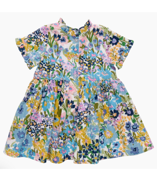 Pink Chicken Autumn Dress - Blue Large Sketched Floral