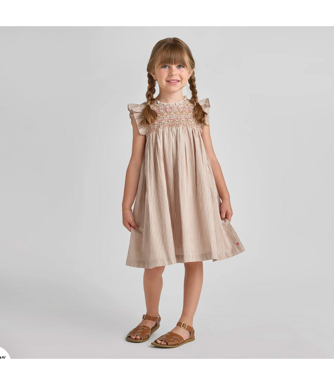 Pink Chicken Stevie Dress - Tawny Brown Stripe