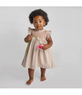 Pink Chicken Baby Stevie Dress - Tawny Brown Stripe