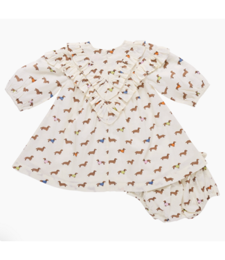 Pink Chicken Baby Everly Dress Set - Dachsunds In Sweaters