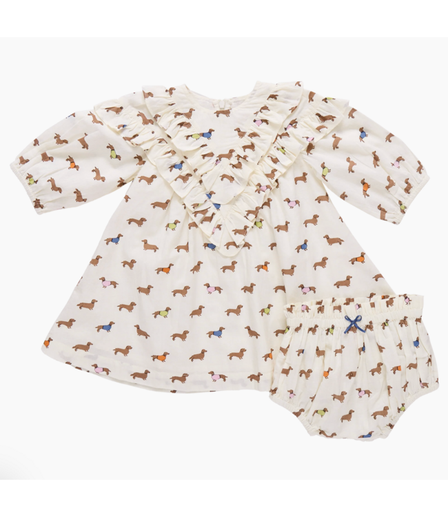 Pink Chicken Baby Everly Dress Set - Dachsunds In Sweaters