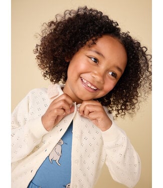 Tea Collection Collared Pointelle Cardigan - Chalk