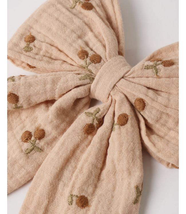 Rylee & Cru Oversized Bow - Cherry Embroidery