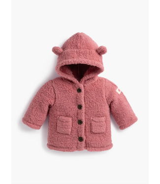 Monica + Andy Baby Sherpa Teddy Cardigan Mauve Pink