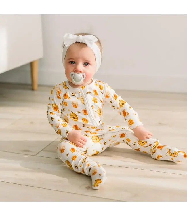 Kickee Pants 2 Way Zipper Footie - Bees & Honey