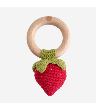 Blueberry Hill Rattle Teether Strawberry, Red