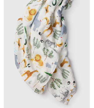 Loulou Lollipop Muslin Swaddle - Safari Jungle