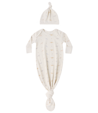 Quincy Mae Knotted Baby Gown Set - Dinos (one size)