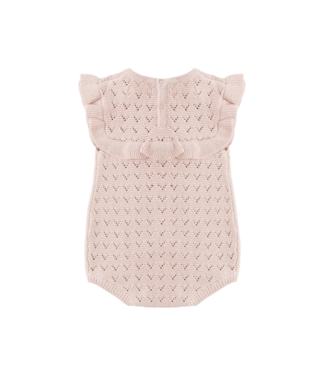 Quincy Mae Pointelle Ruffle Romper - Blush