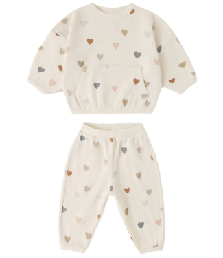 Quincy Mae Waffle Sweater Set - Confetti Hearts