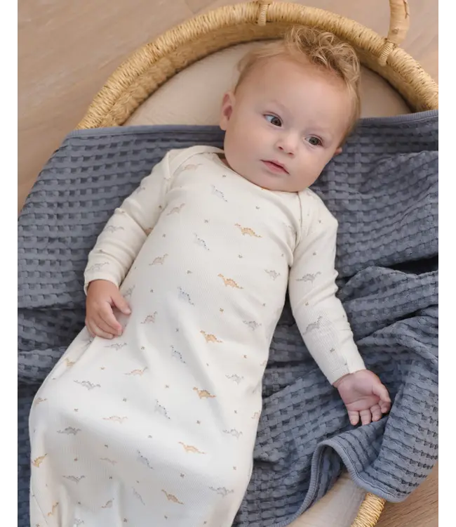 Quincy Mae Knotted Baby Gown Set - Dinos (one size)