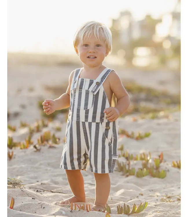 Rylee & Cru Baby Denim Shortall - Navy Stripe