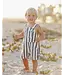 Rylee & Cru Baby Denim Shortall - Navy Stripe