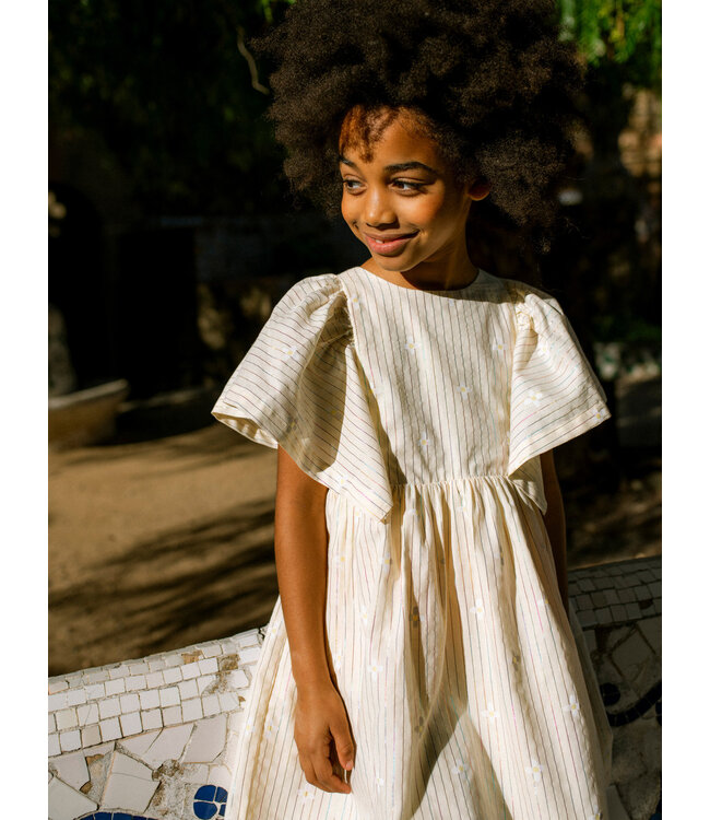 Tea Collection Butterfly Sleeve Twirl Dress - Floral Stripe