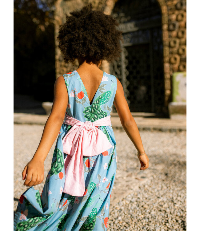 Tea Collection Sleeveless Hi-Lo Sash Dress - Peacock Floral