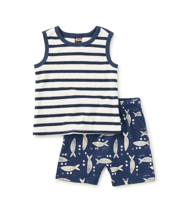 Tea Collection Baby Tank Set - Naval Blue