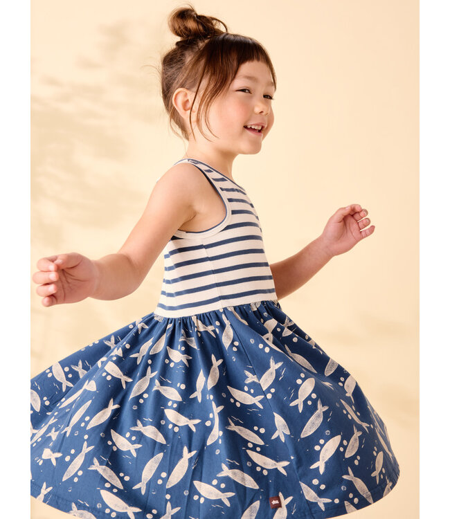 Tea Collection Print Mix Skirt Dress - Sardines