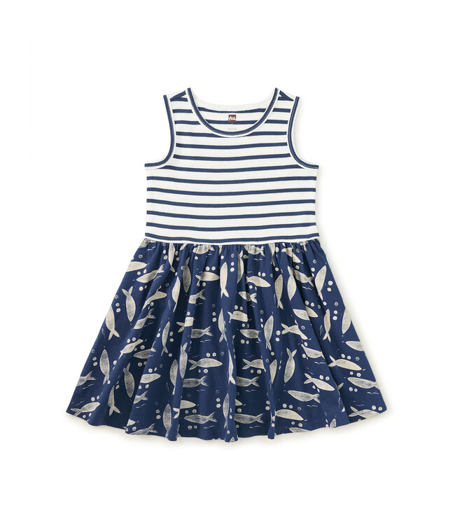 Tea Collection Print Mix Skirt Dress - Sardines