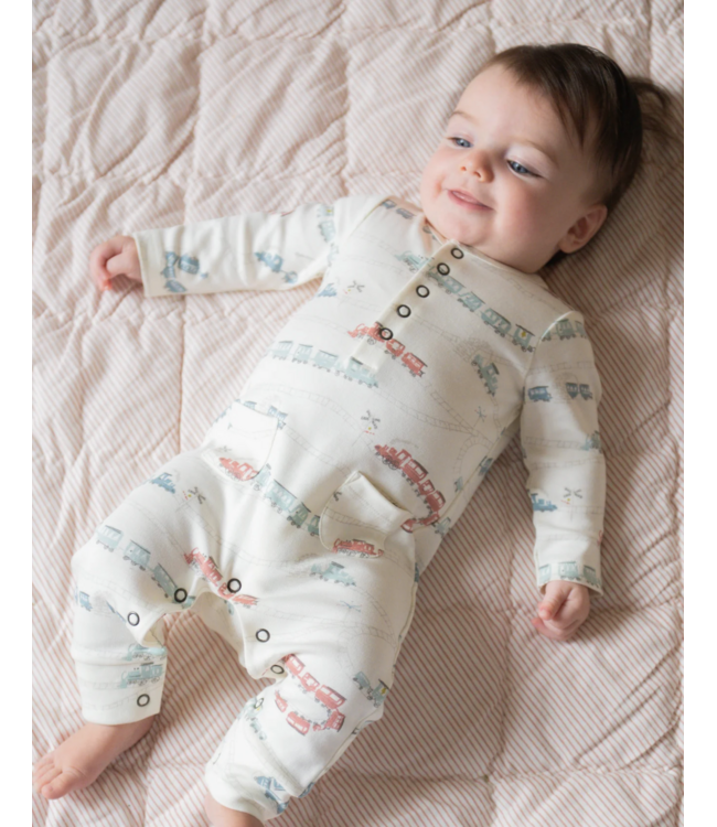 Pehr Henley Patch Pocket Romper - Locomotive