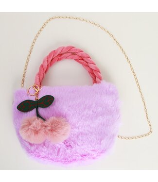 Sparkle Sisters Furry Cherry Purse - Lavender