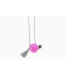 Sparkle Sisters Star Pom Charm Necklace - Pink/Silver