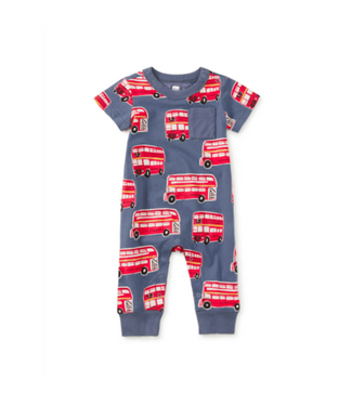 Tea Collection Pocket Baby Romper - Double Decker Bus