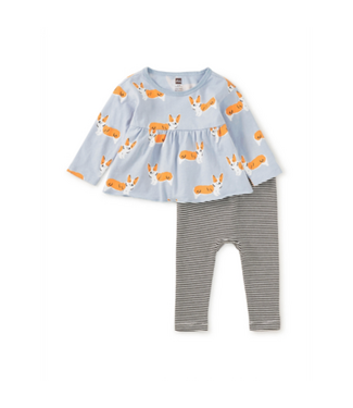 Tea Collection Baby Peplum Two Piece Set - Cutie Corgis