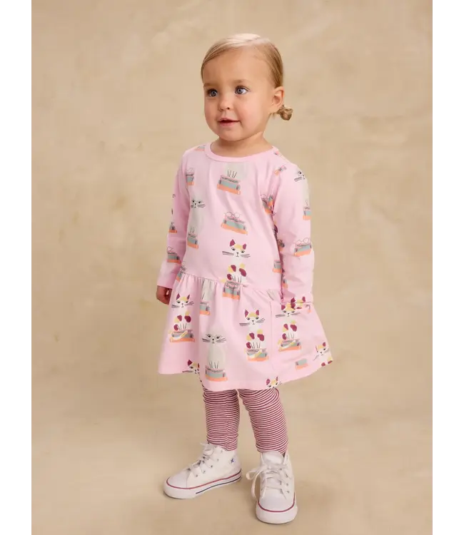 Tea Collection Baby Pocket Dress - Bookshop Cat