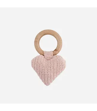 Blueberry Hill Rattle Teether Heart, Pink