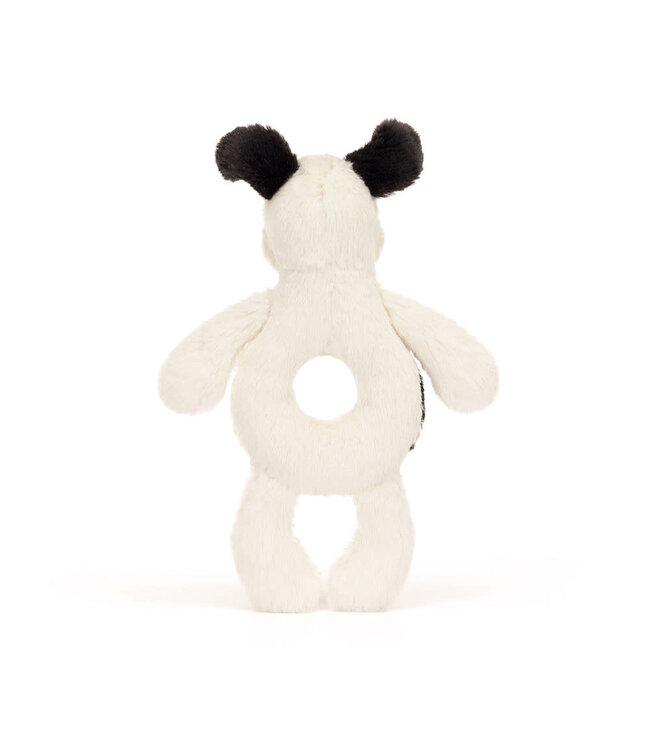 Jellycat Bashful Black and Cream Puppy Ring Rattle