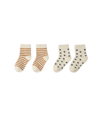Rylee & Cru Jacquard Socks - Fawn Stripe, Midnight Stars