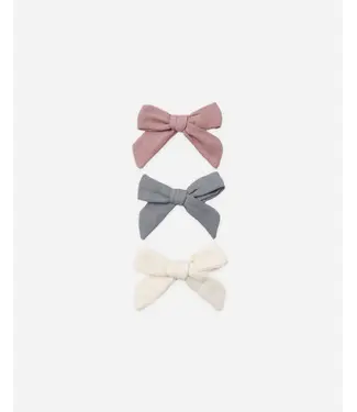 Quincy Mae Bow Clip Set - Mulberry, Slate, Natural
