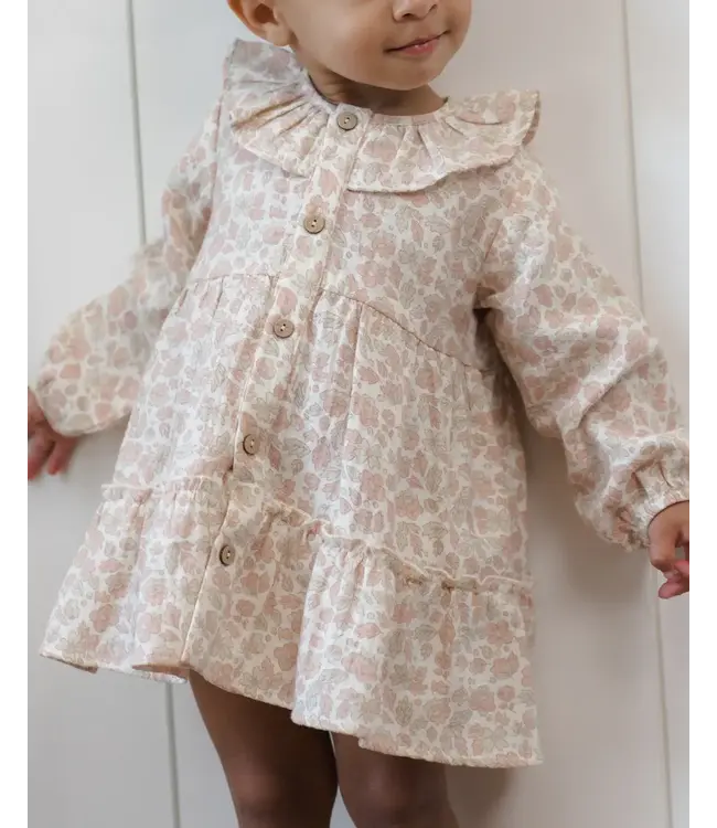 Quincy Mae Ruffle Collar Button Dress - Pink Blossom