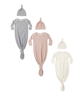Quincy Mae Knotted Baby Gown & Hat Set