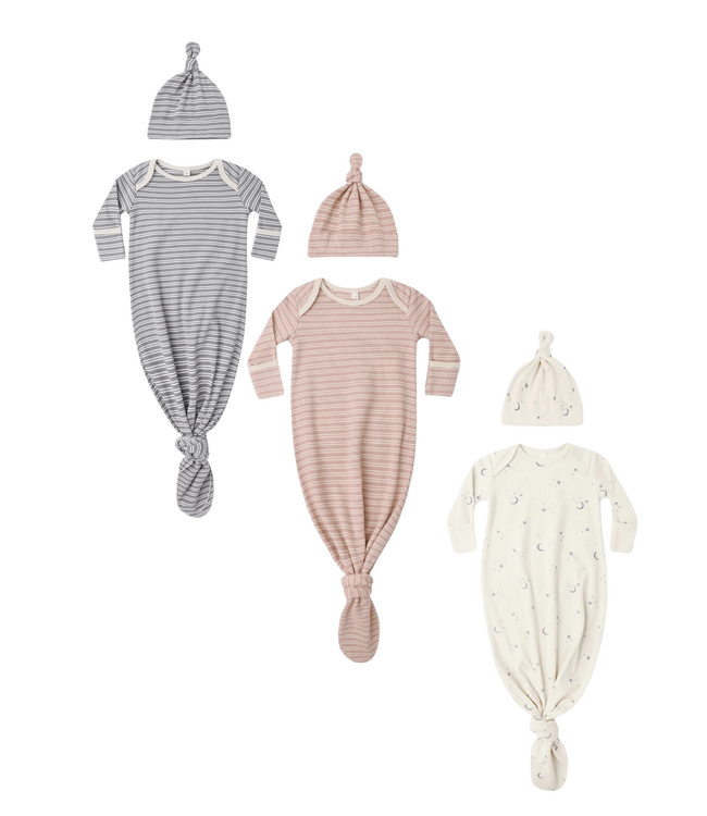 Quincy Mae Knotted Baby Gown & Hat Set