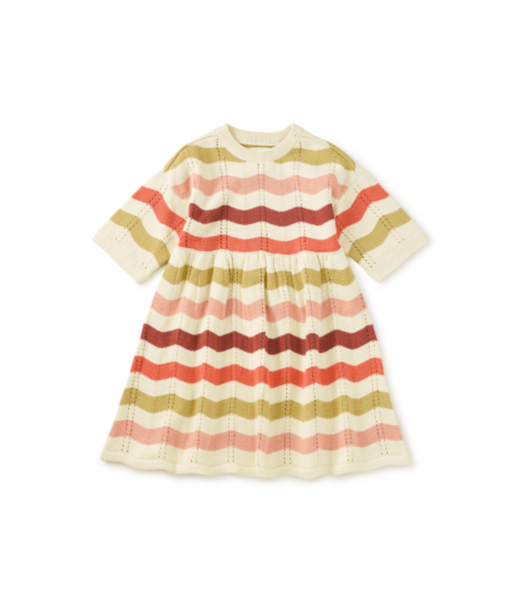 Tea Collection Pointelle Sweater Dress - Wavy Stripe